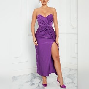 Fashion Nova "Gianna" Satin Purple Strapless Sweetheart Dress